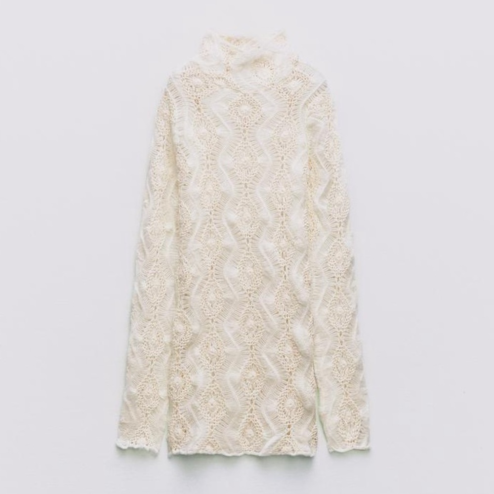 Zara crochet long sleeves short winter dress - Picture 5 of 12
